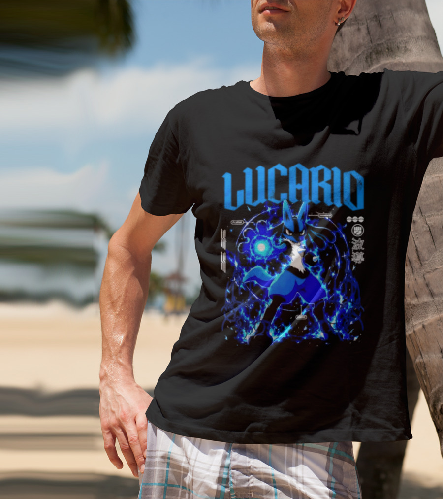 Lucario Fighting Awakened Combat Pokemon Aura Sphere Power T-Shirt