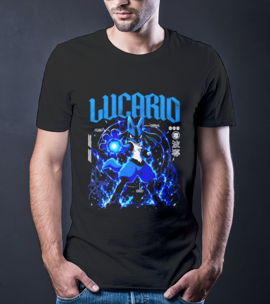 Lucario Fighting Awakened Combat Pokemon Aura Sphere Power T-Shirt
