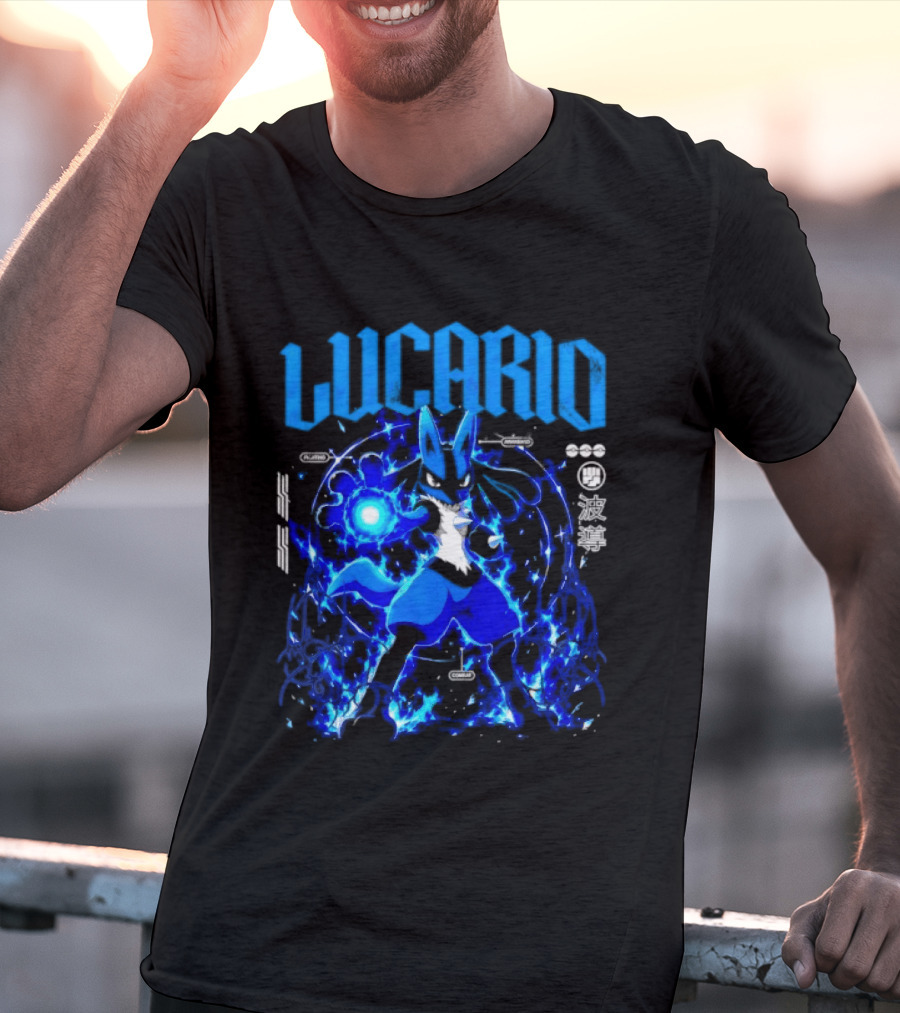 Lucario Fighting Awakened Combat Pokemon Aura Sphere Power T-Shirt