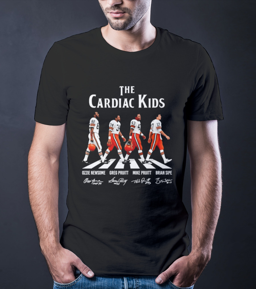 The Cardiac Kids Cleveland Browns Ozzie Newsome Greg Pruitt Mike Pruitt Brian Sipe Signatures T-Shirt