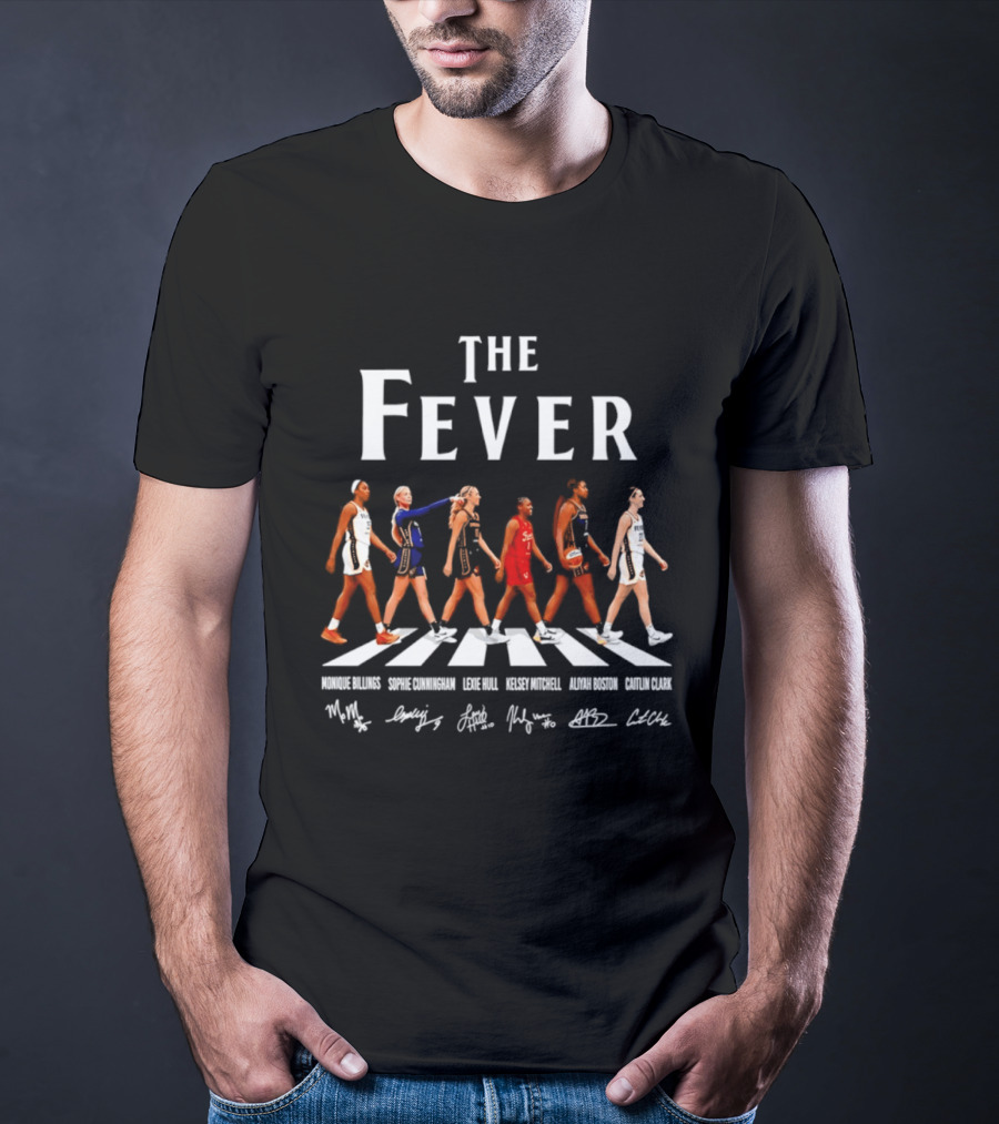 The Fever Monique Billings Sophie Cunningham Lexie Hull Kelsey Mitchell Aliyah Boston Caitlin Clark Indiana Fever Abbey Road Signatures T-Shirt