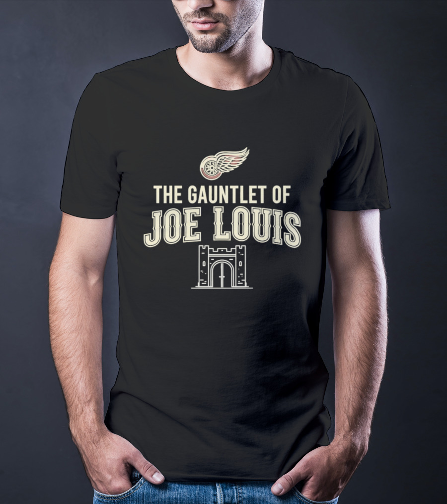 The Gauntlet Of Joe Louis Detroit Red Wings Winged Wheel Archway T-Shirt