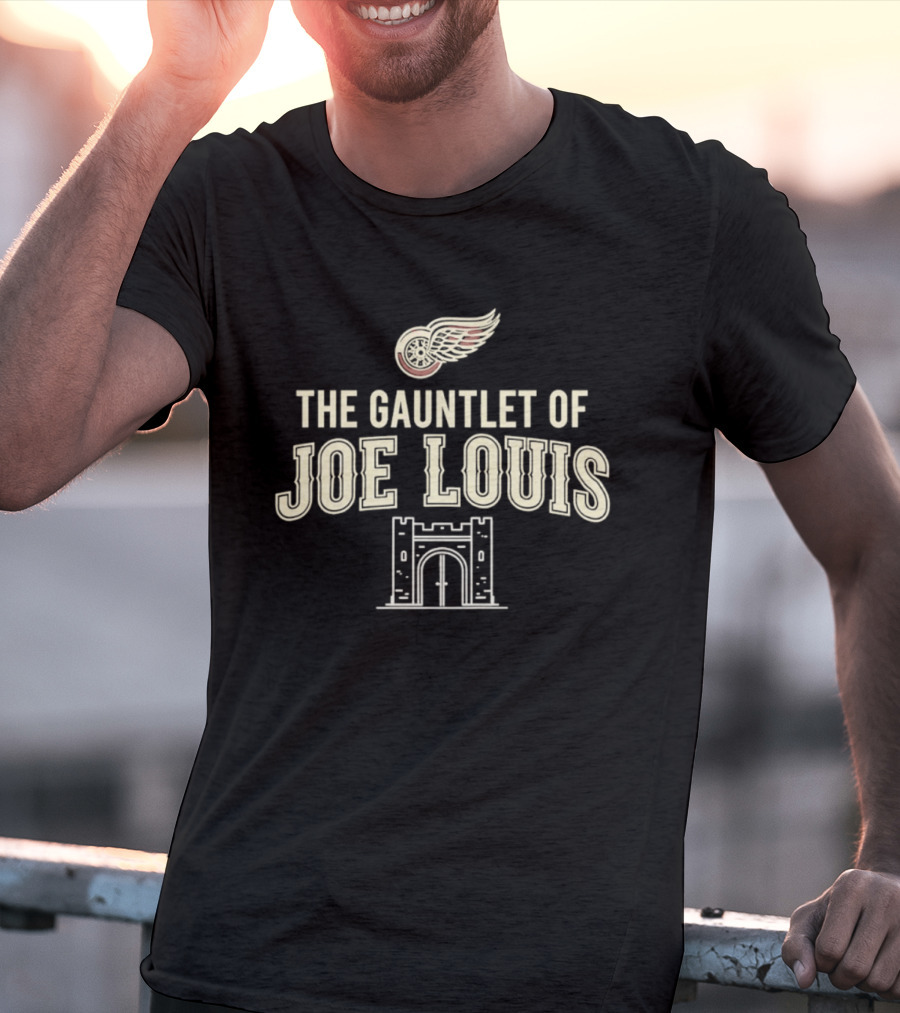 The Gauntlet Of Joe Louis Detroit Red Wings Winged Wheel Archway T-Shirt