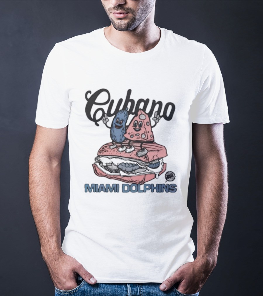 Cubano Miami Dolphins Sandwich And Characters T-Shirt