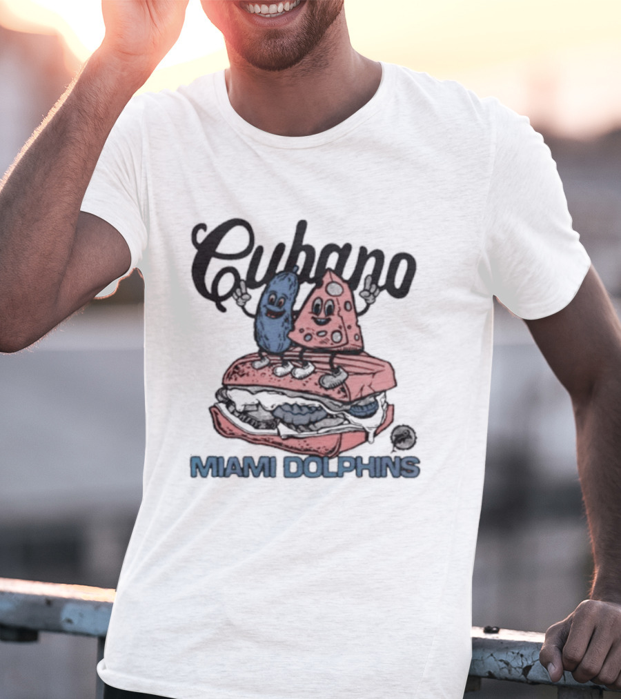 Cubano Miami Dolphins Sandwich And Characters T-Shirt