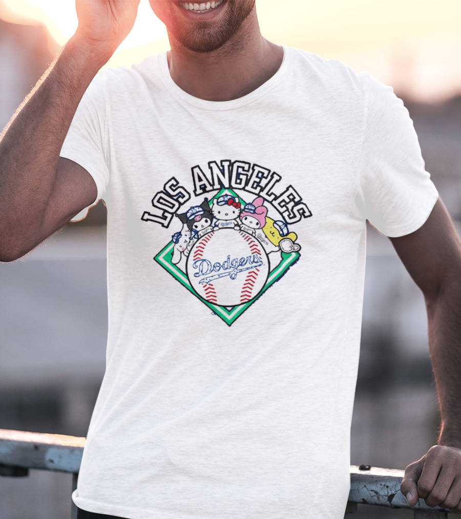 Los Angeles Dodgers Hello Kitty Friends Night Characters T-Shirt