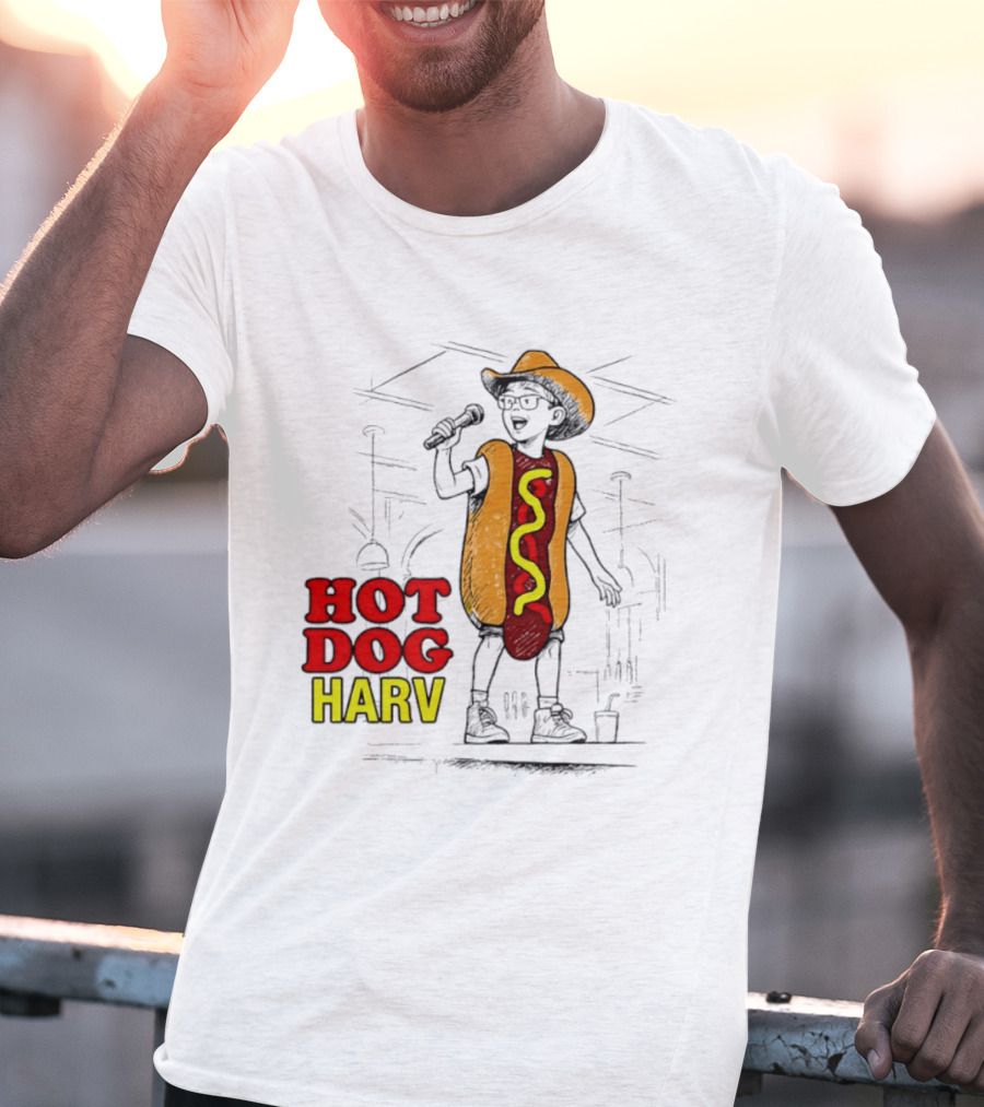 HOT DOG HARV Costume Stage Microphone Cowboy Hat T-Shirt