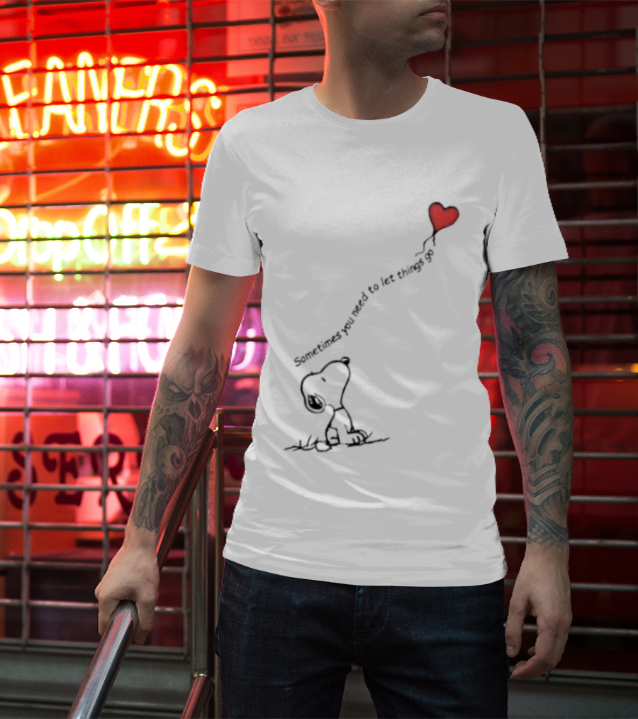 Snoopy Sometimes You Need To Let Things Go Heart Balloon Peanuts T-Shirt