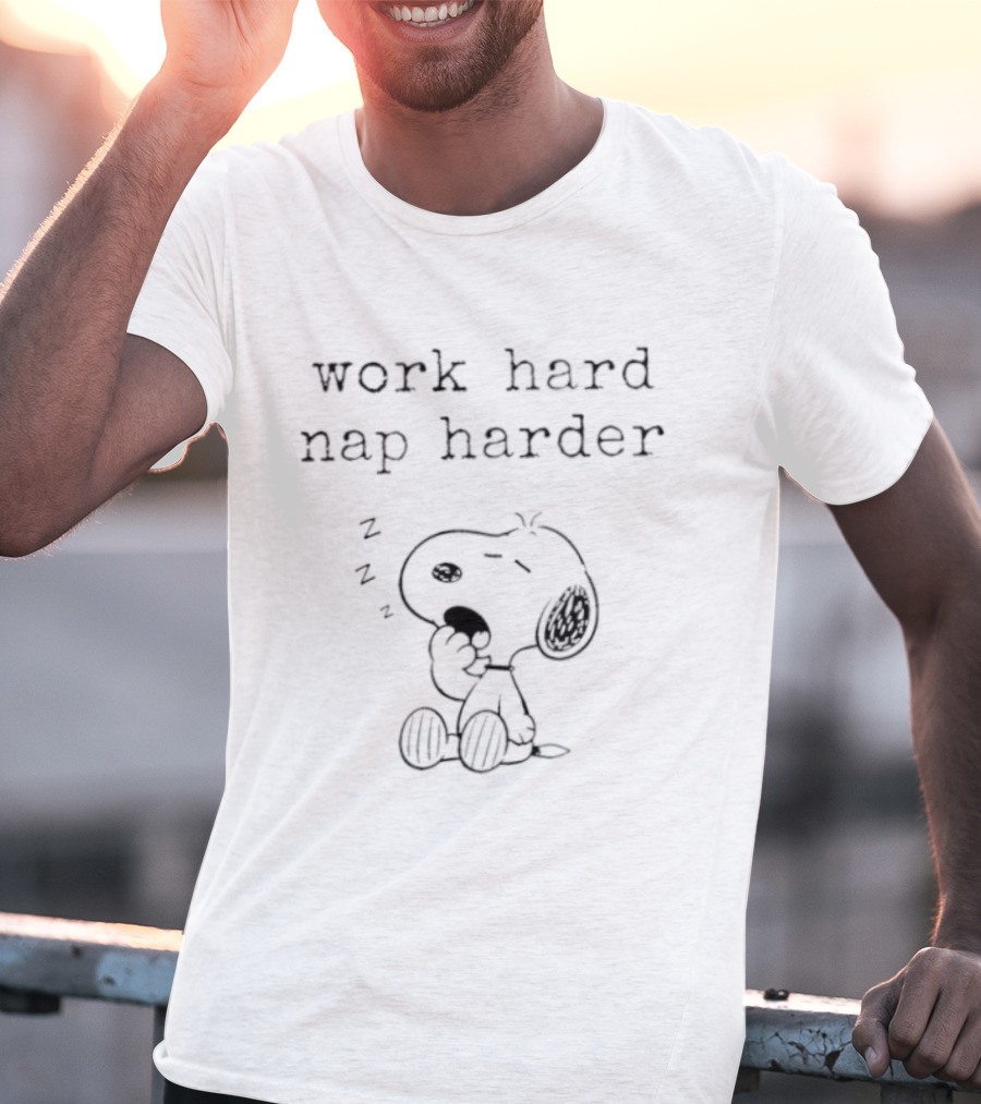 Snoopy Work Hard Nap Harder Peanuts Charlie Brown Zzz T-Shirt