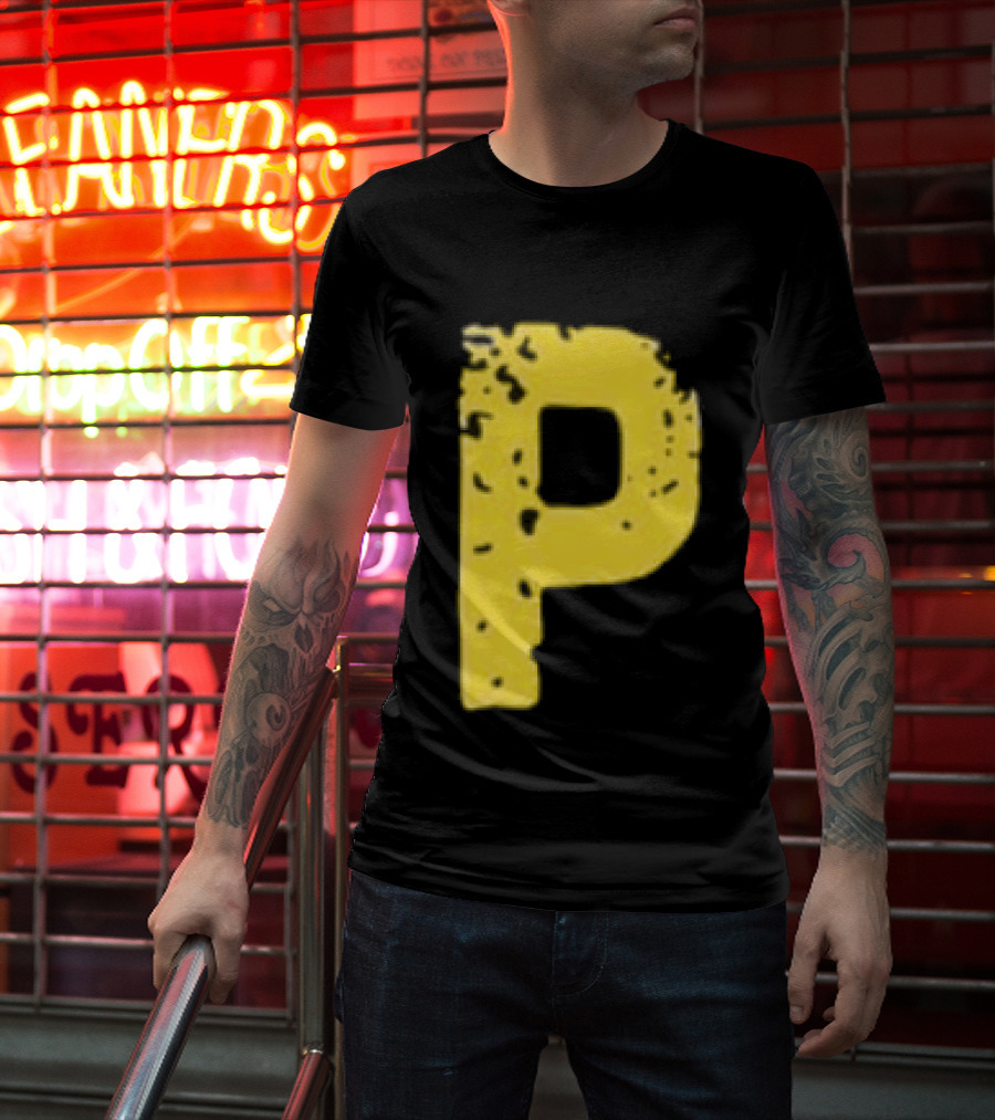 2026 Pirates IUP Night Yellow Pirate Letter P T-Shirt