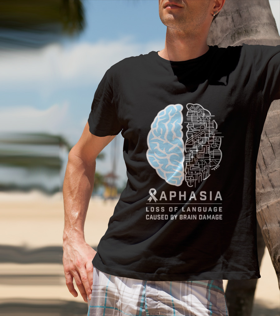 Aphasia Awareness Ribbon Brain Design Loss Of Language Caused By Brain Damage T-Shirt