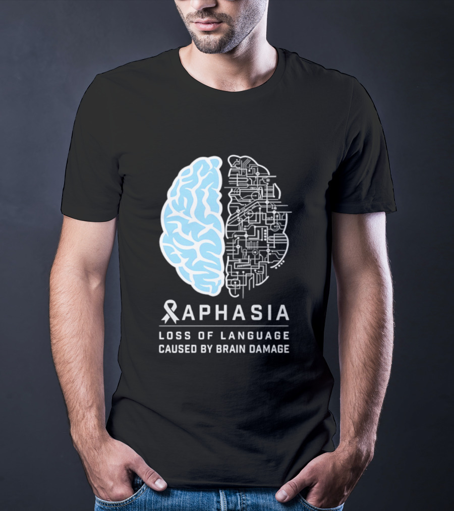 Aphasia Awareness Ribbon Brain Design Loss Of Language Caused By Brain Damage T-Shirt