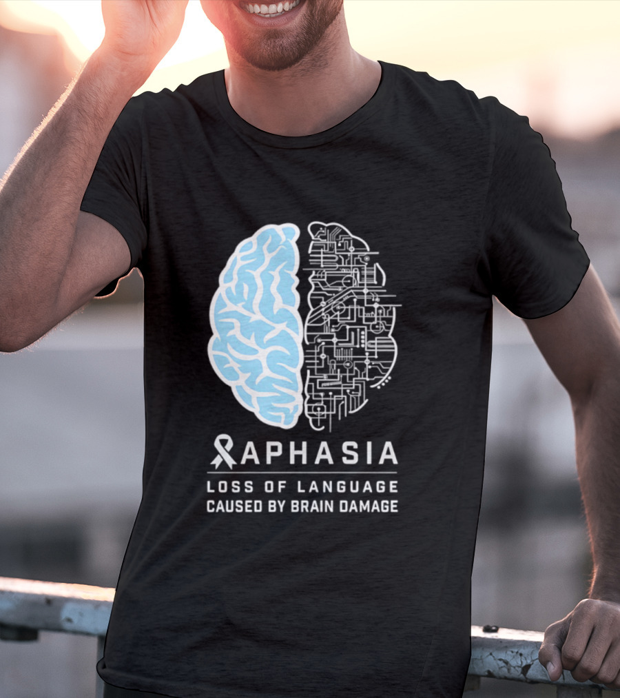 Aphasia Awareness Ribbon Brain Design Loss Of Language Caused By Brain Damage T-Shirt