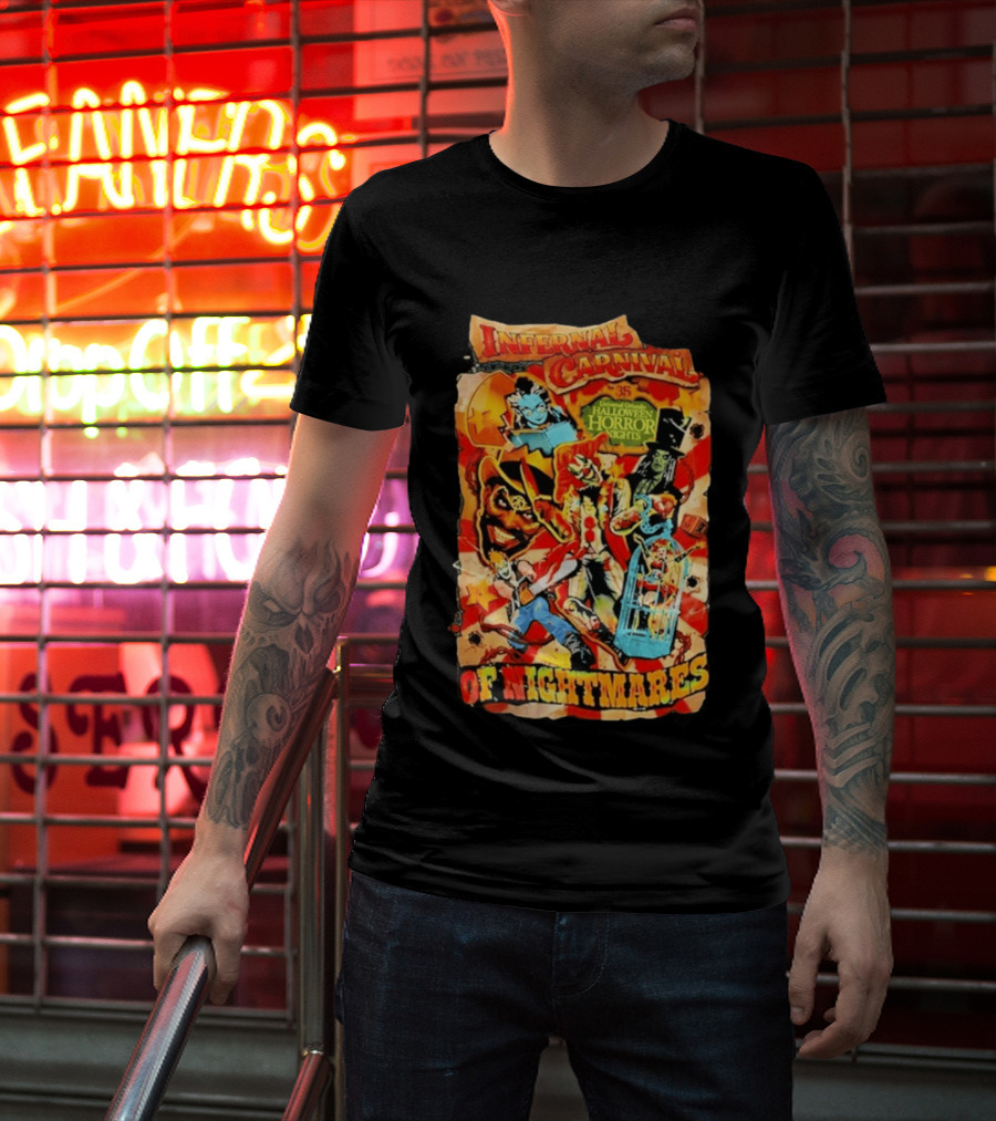 Infernal Carnival Of Nightmares Universal Orlando Halloween Horror Nights 35 Spooky Clown And Ghostly Characters T-Shirt