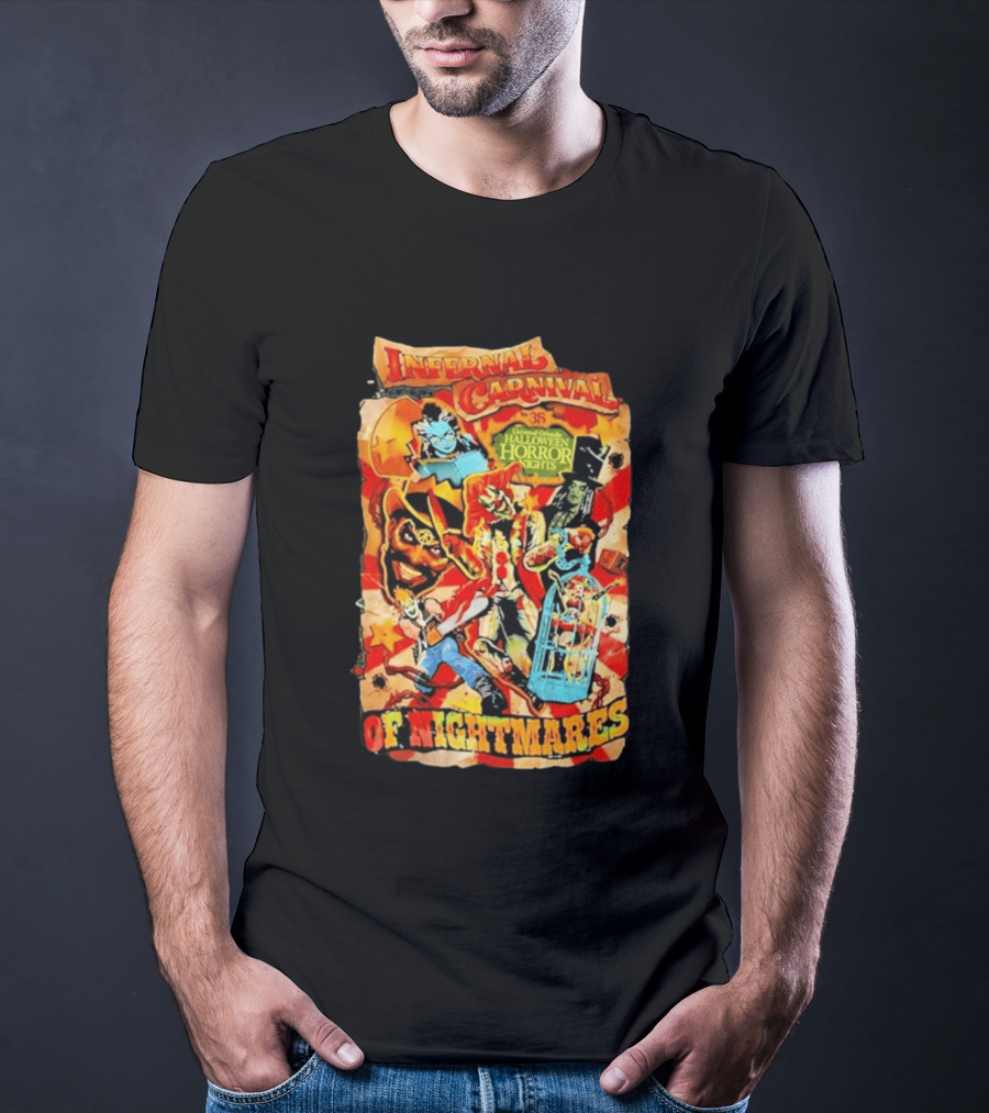 Infernal Carnival Of Nightmares Universal Orlando Halloween Horror Nights 35 Spooky Clown And Ghostly Characters T-Shirt