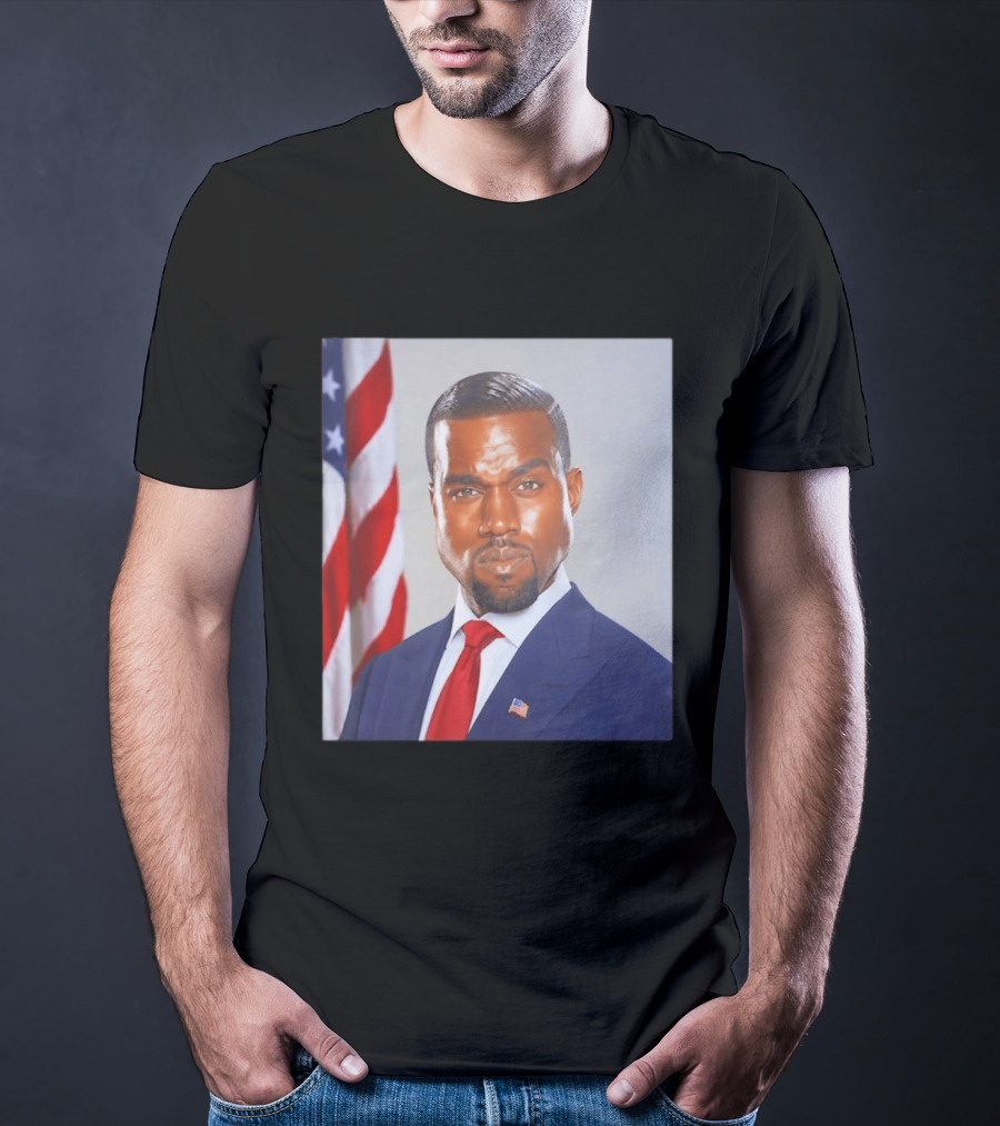 Kanye West Ye Political Portrait American Flag Suit And Tie T-Shirt