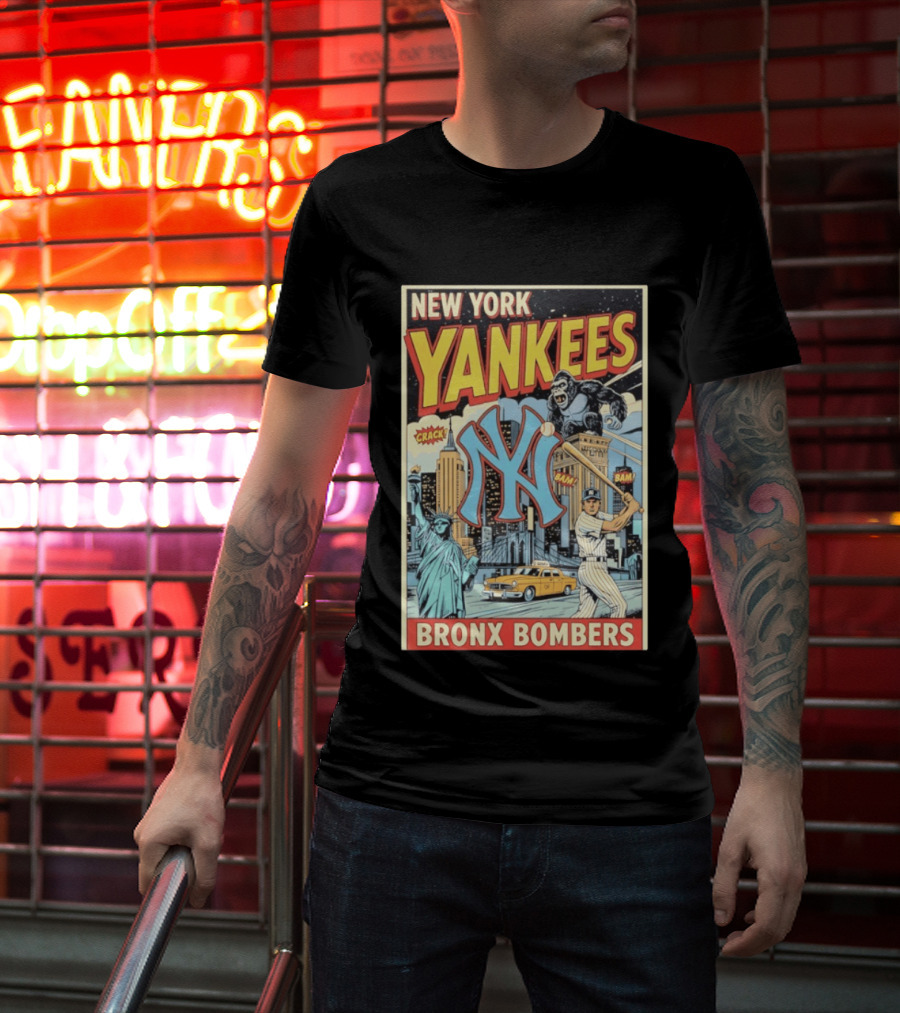 New York Yankees Bronx Bombers King Kong Baseball Statue Of Liberty Taxi Skyline T-Shirt