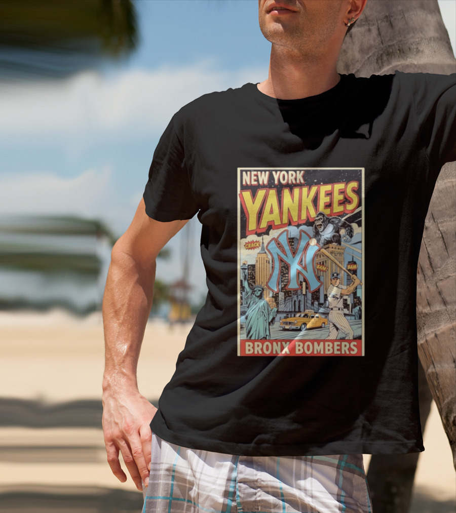 New York Yankees Bronx Bombers King Kong Baseball Statue Of Liberty Taxi Skyline T-Shirt