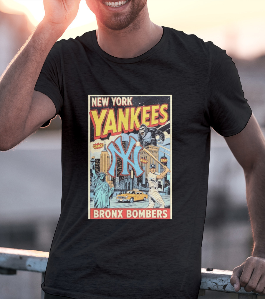 New York Yankees Bronx Bombers King Kong Baseball Statue Of Liberty Taxi Skyline T-Shirt
