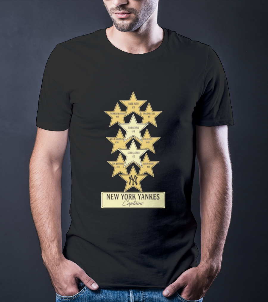 New York Yankees Captains Babe Ruth Lou Gehrig Derek Jeter Thurman Munson Graig Nettles Willie Randolph Ron Guidry Don Mattingly Aaron Judge T-Shirt