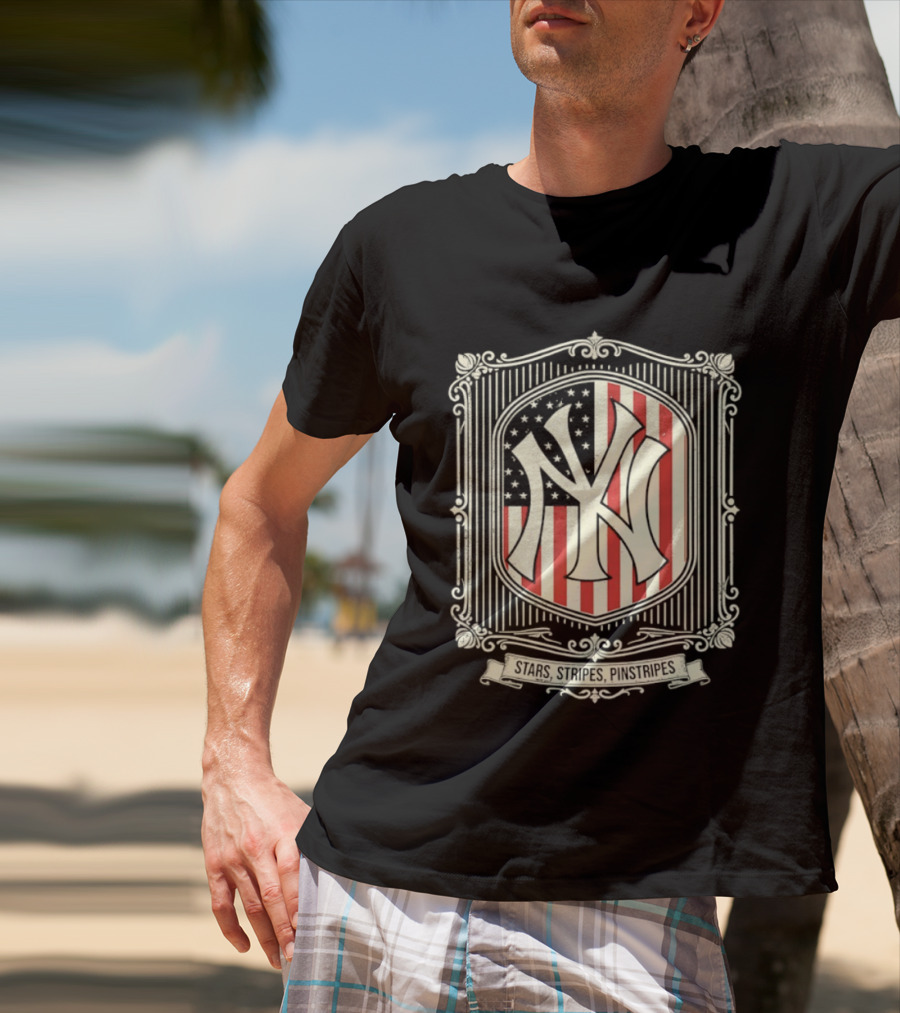 Yankees Stars And Stripes Pinstripes American Flag Baseball T-Shirt