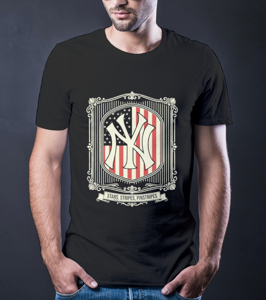 Yankees Stars And Stripes Pinstripes American Flag Baseball T-Shirt