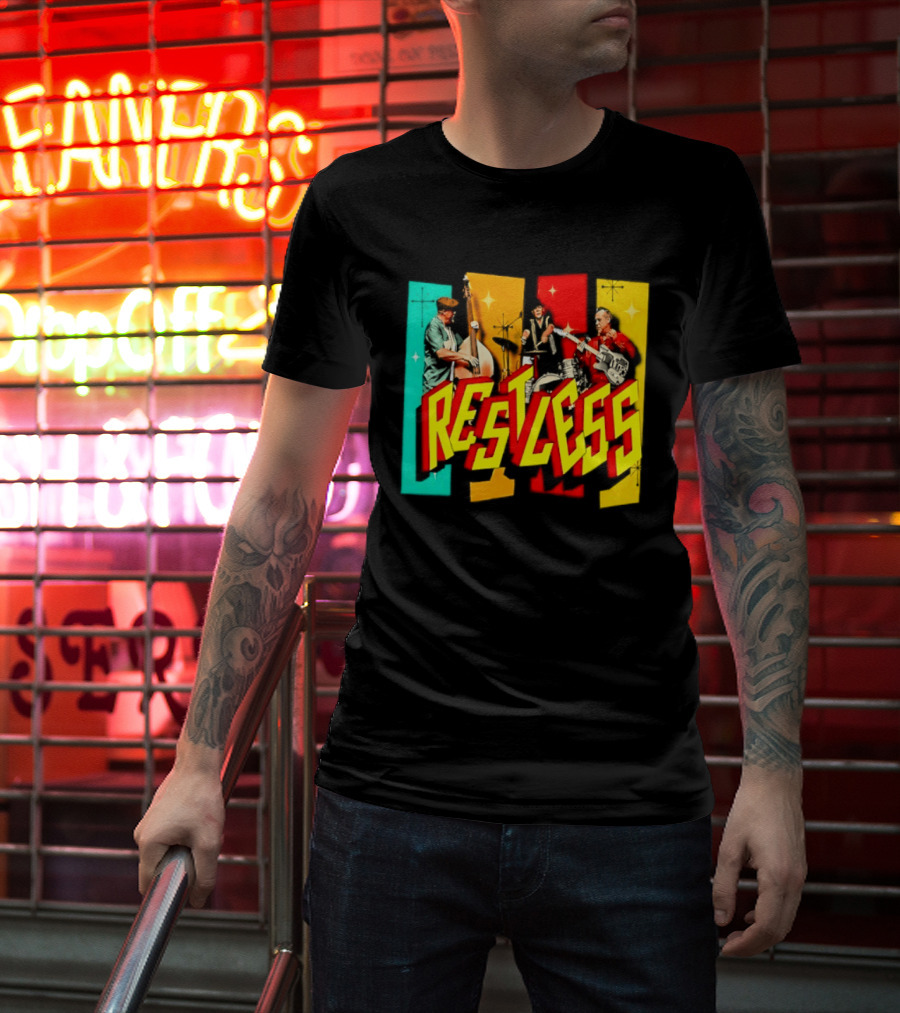 Restless Band Rockabilly Psychobilly Music Members Colorful Performance T-Shirt