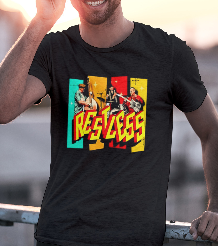 Restless Band Rockabilly Psychobilly Music Members Colorful Performance T-Shirt