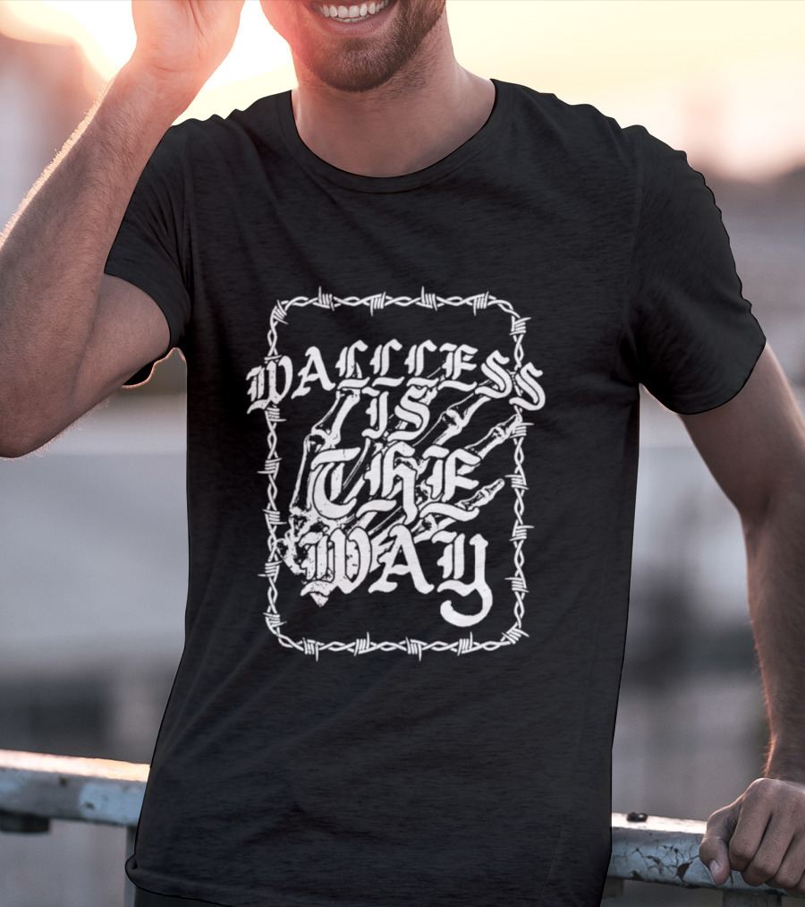 Wallless Is The Way Adam Wacker X WhiteCrayon Collaboration Barbed Skeleton T-Shirt