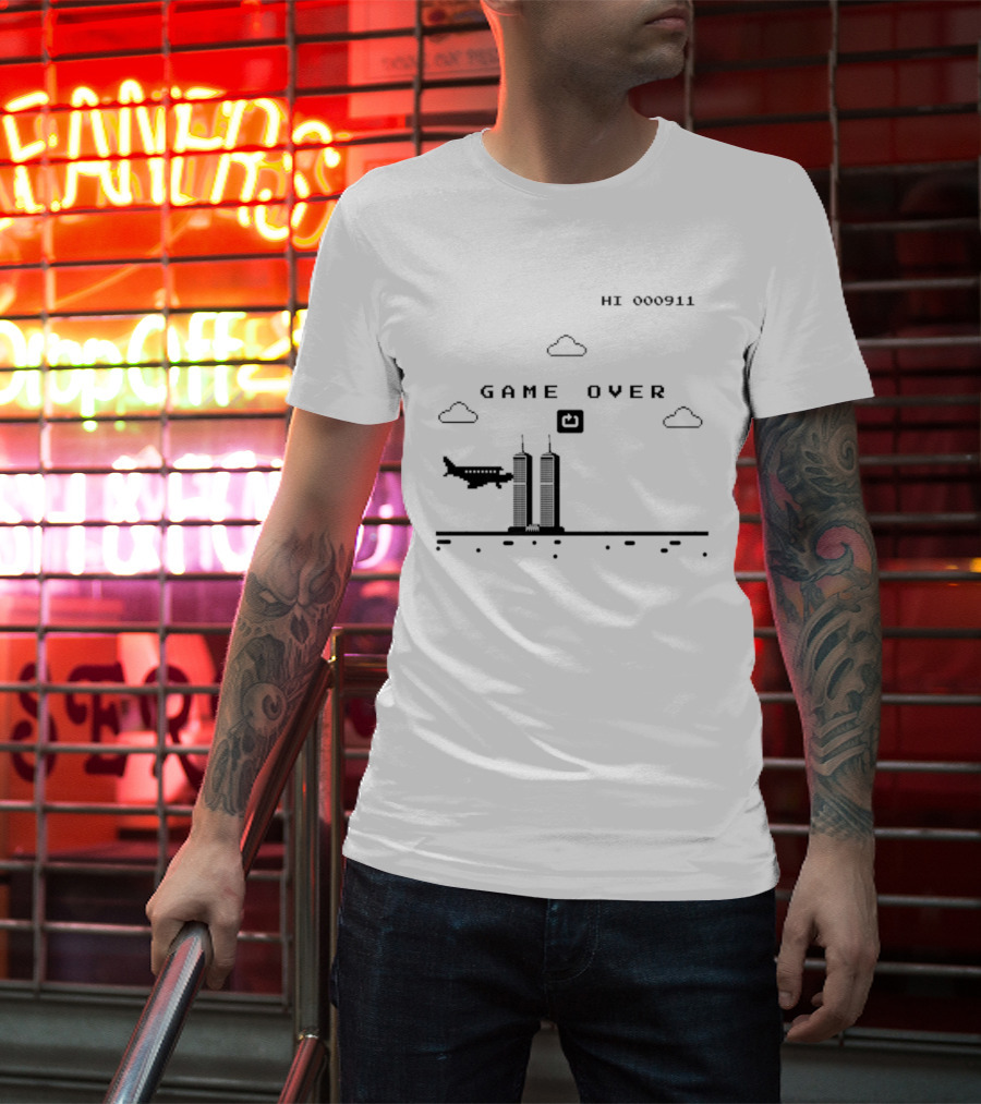 Game Over Hi 000911 Pixel 911 Twin Towers T-Shirt