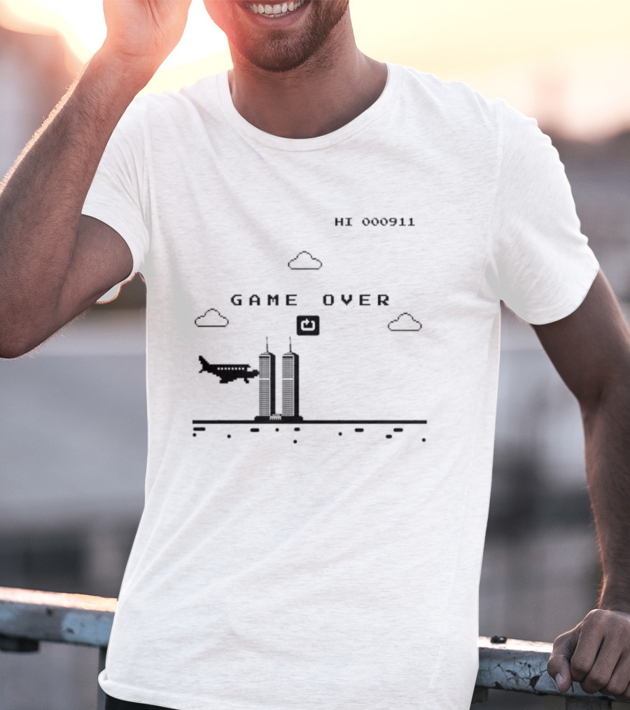 Game Over Hi 000911 Pixel 911 Twin Towers T-Shirt