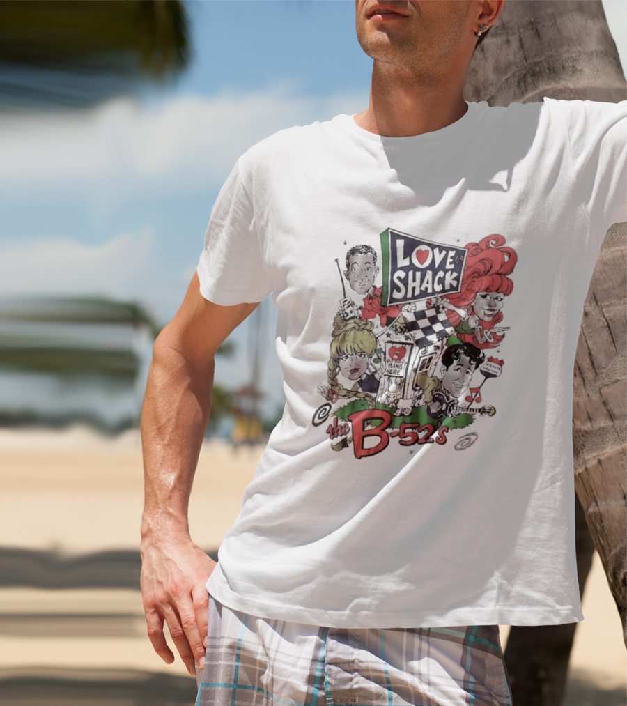 The B 52's Love Shack Cartoon Artwork Featuring Band Members T-Shirt