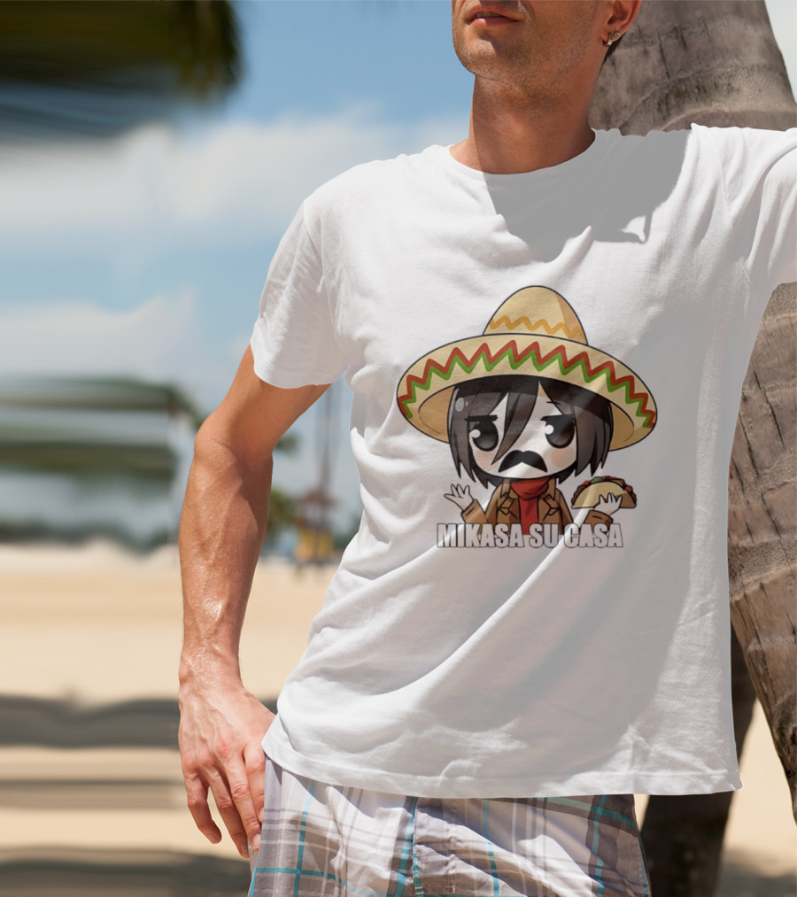 Mikasa Su Casa Funny Anime Taco Sombrero Mikasa Ackerman T-Shirt