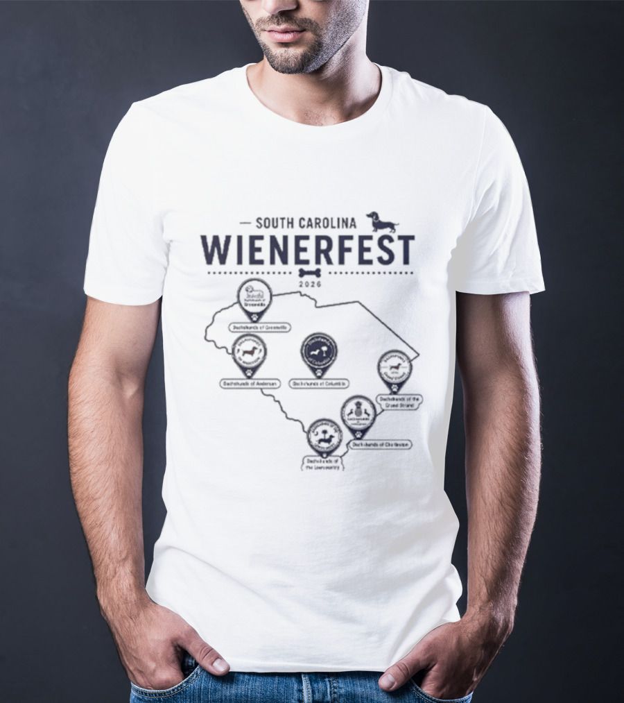 South Carolina Wienerfest 2026 Dachshund Festival Dog Lover Event Map T-Shirt