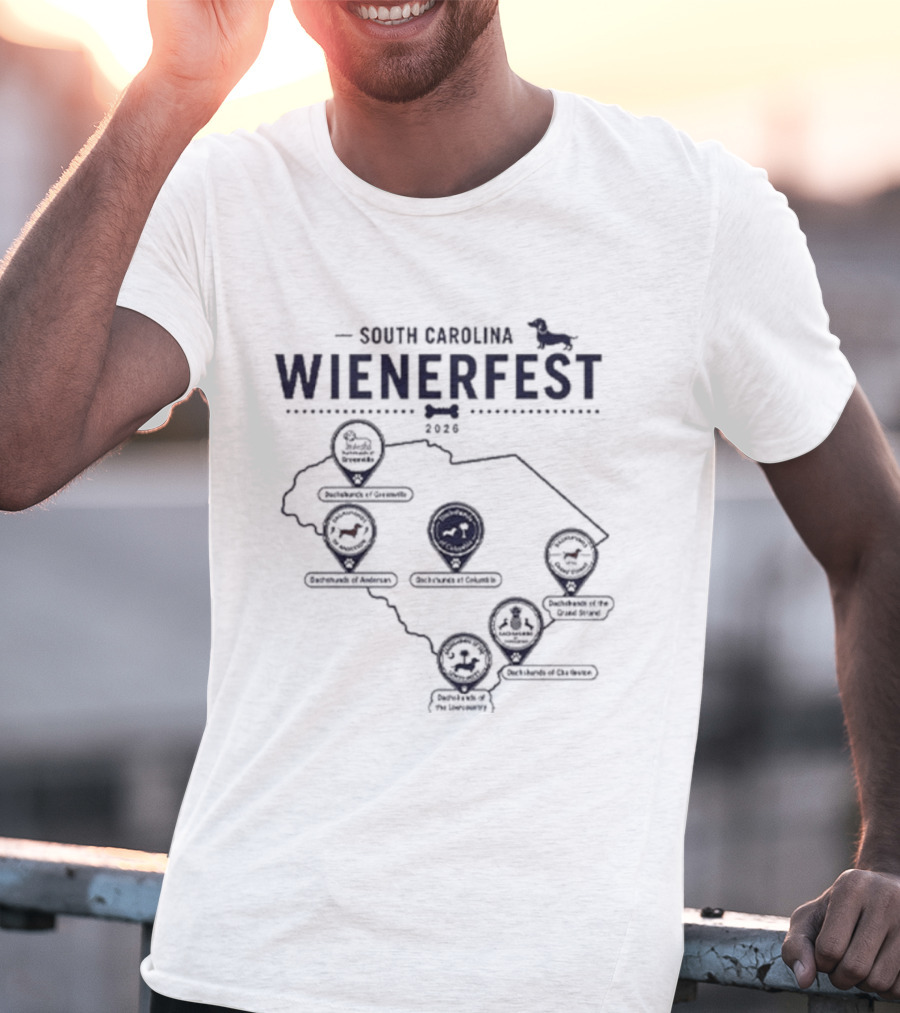 South Carolina Wienerfest 2026 Dachshund Festival Dog Lover Event Map T-Shirt