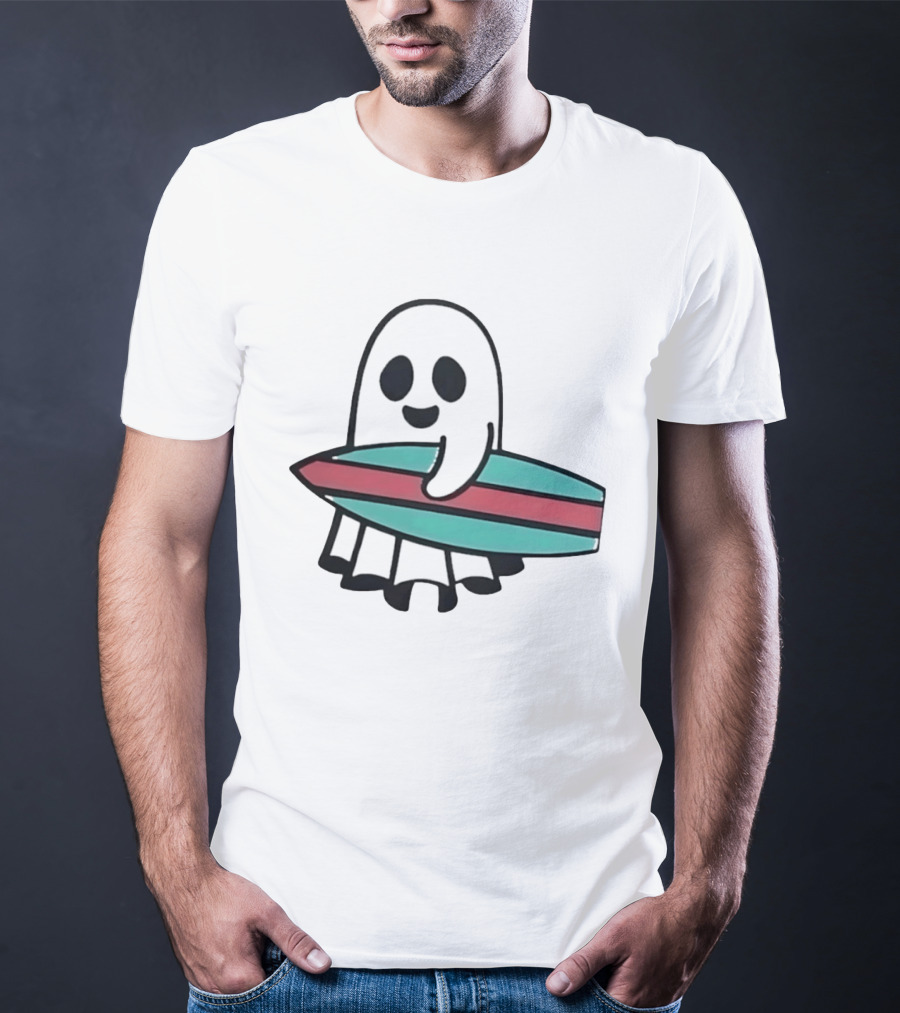 Ghost With Surfboard Adventure Surfing Ghost Fun T-Shirt
