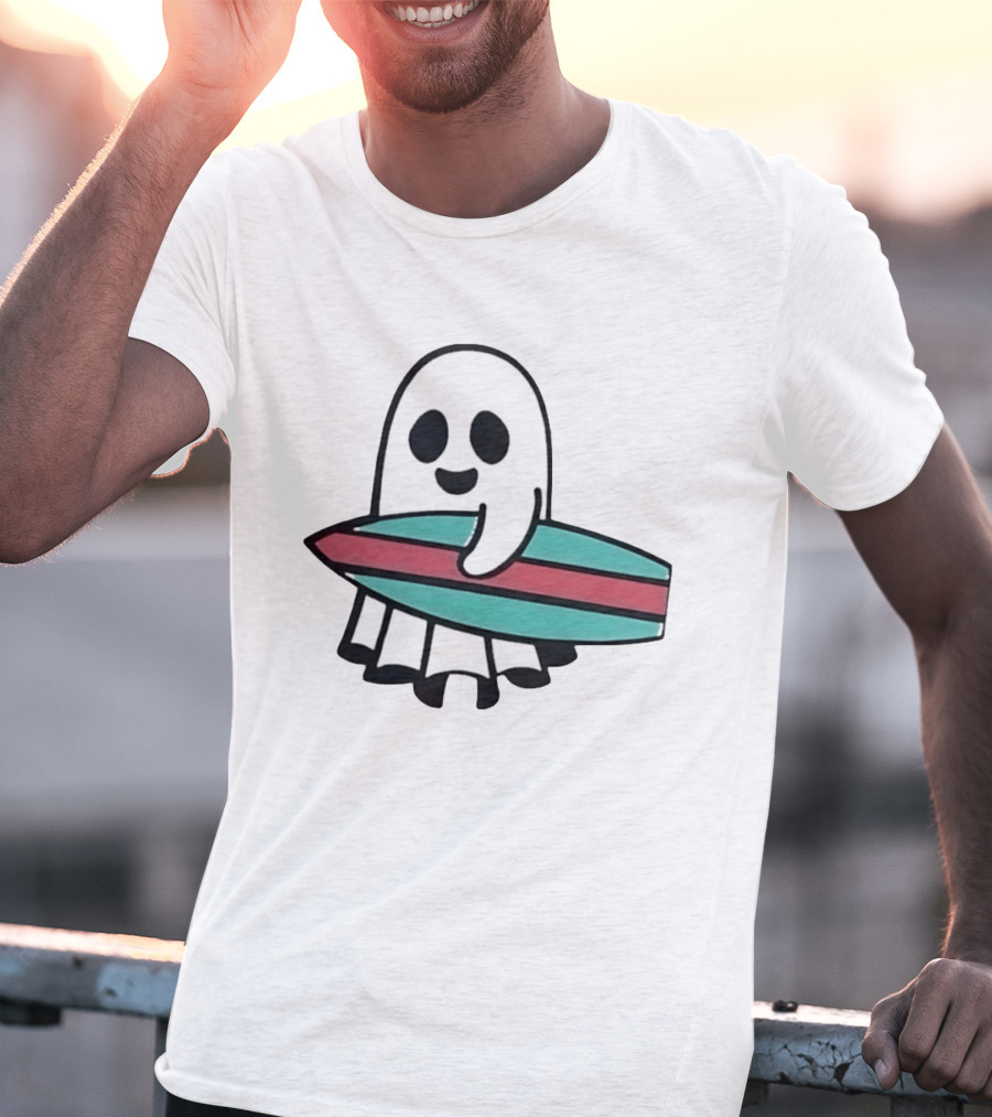 Ghost With Surfboard Adventure Surfing Ghost Fun T-Shirt