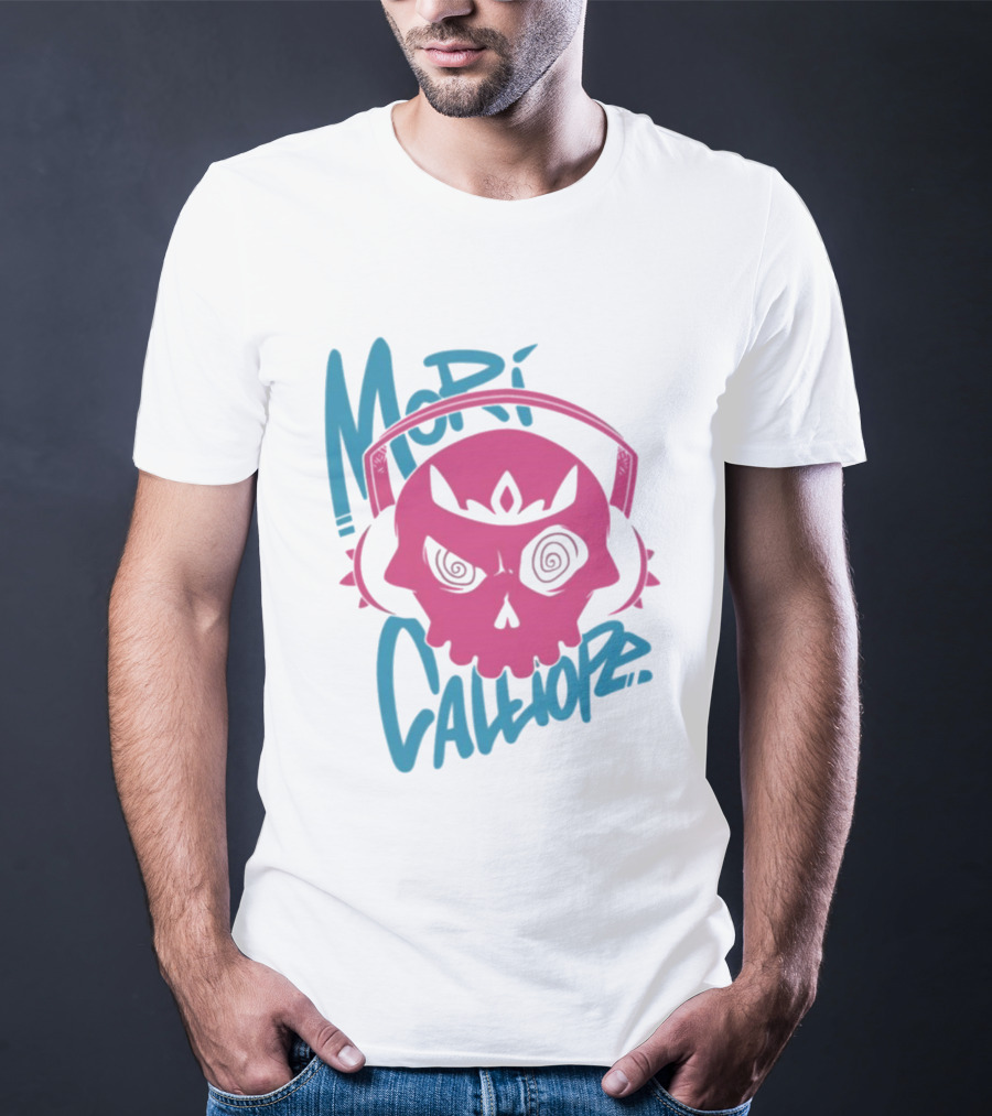 Mori Calliope Pink Skull With Headphones T-Shirt