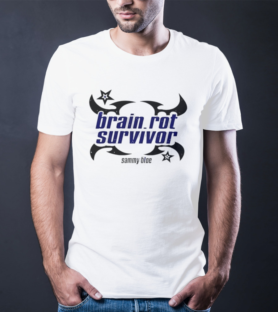 Brainrot Survivor Sammy Blue Stars Tribal T-Shirt
