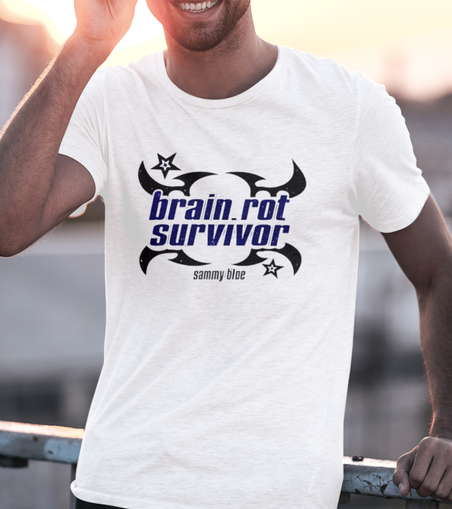 Brainrot Survivor Sammy Blue Stars Tribal T-Shirt
