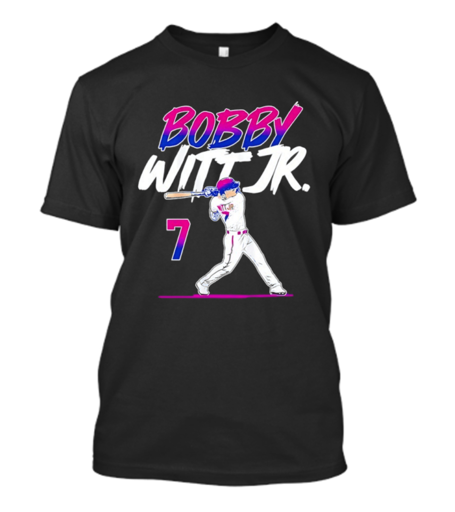 Bobby Witt Jr. 7 Kansas City Royals MLB Slugger Swing T-Shirt