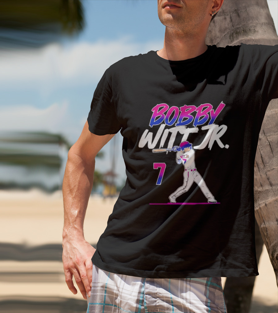 Bobby Witt Jr. 7 Kansas City Royals MLB Slugger Swing T-Shirt
