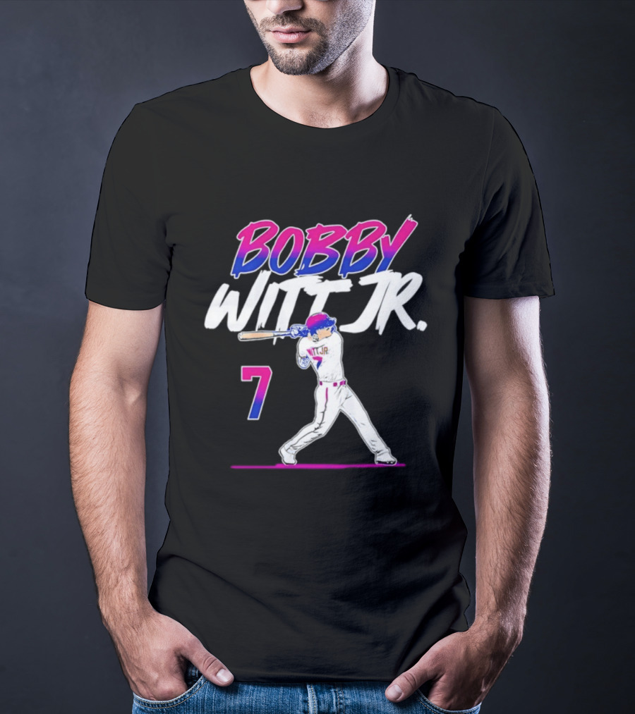 Bobby Witt Jr. 7 Kansas City Royals MLB Slugger Swing T-Shirt