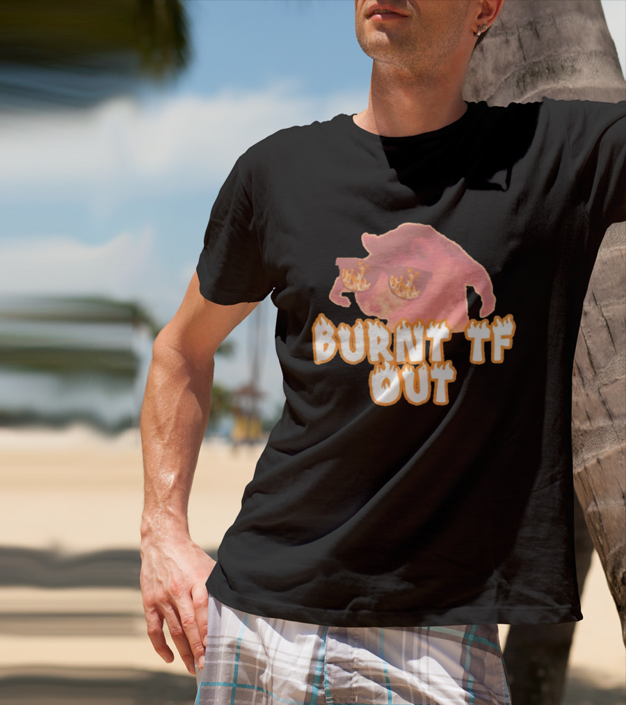 Burnt TF Out Flaming Sunglasses Meme Cat T-Shirt