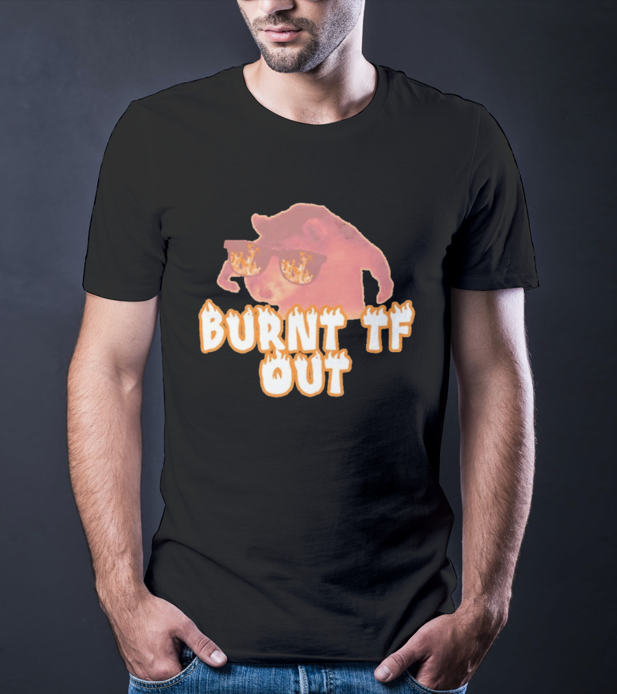 Burnt TF Out Flaming Sunglasses Meme Cat T-Shirt