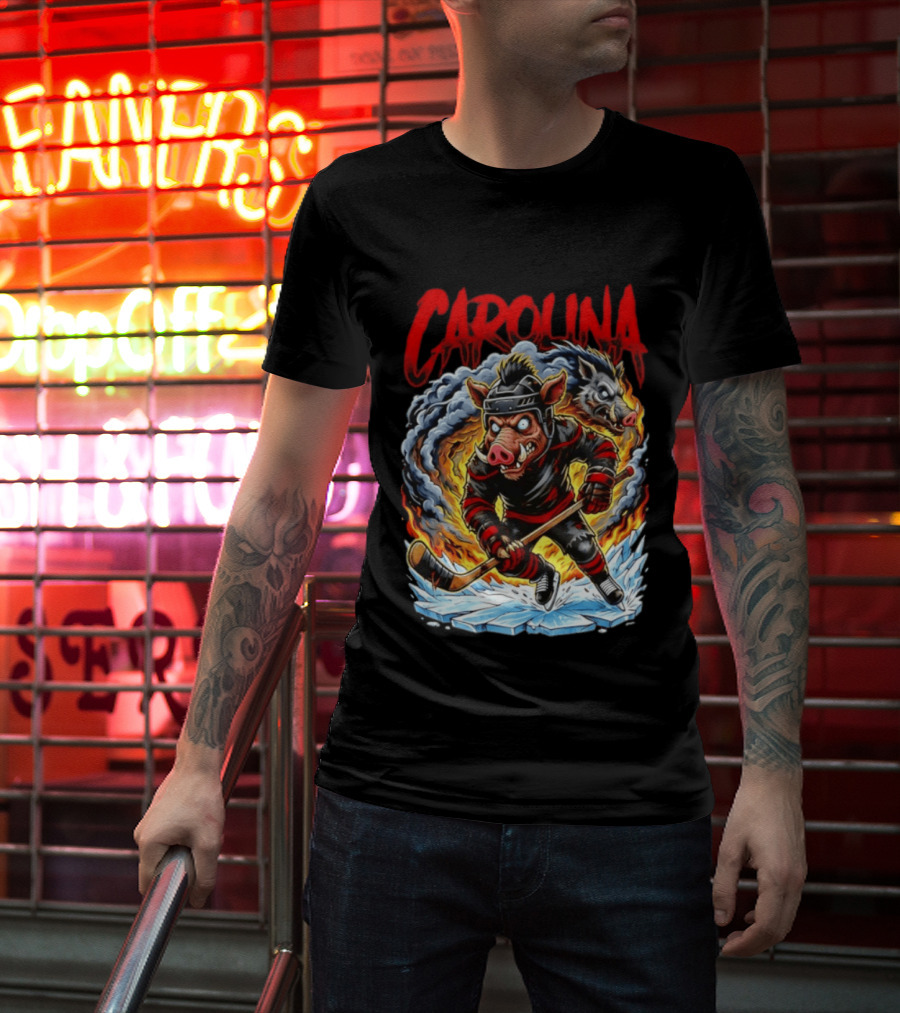 Carolina Hurricanes Stormy Hockey Player Ice Action T-Shirt