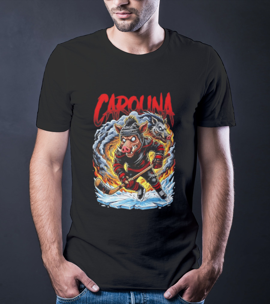 Carolina Hurricanes Stormy Hockey Player Ice Action T-Shirt