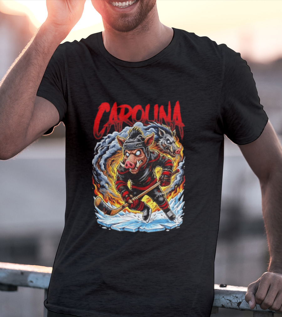 Carolina Hurricanes Stormy Hockey Player Ice Action T-Shirt