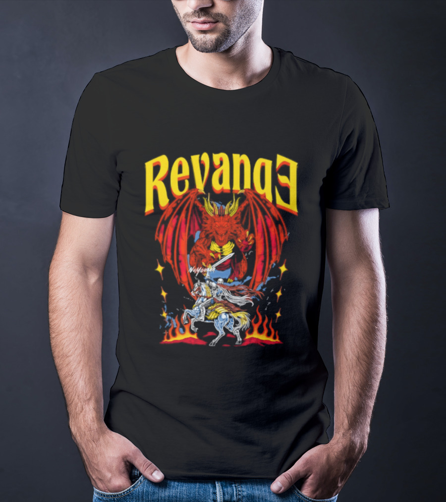 Revenge Dragon Knight Sword Fire Fantasy T-Shirt