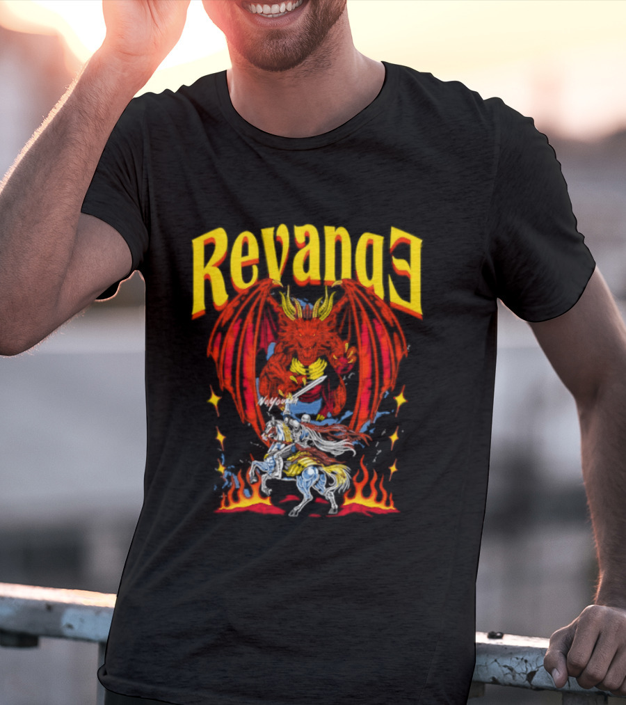 Revenge Dragon Knight Sword Fire Fantasy T-Shirt